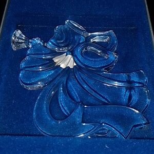 Mikasa Germany Clear Crystal Cherub Trumpet Angel Christmas Tree ornament